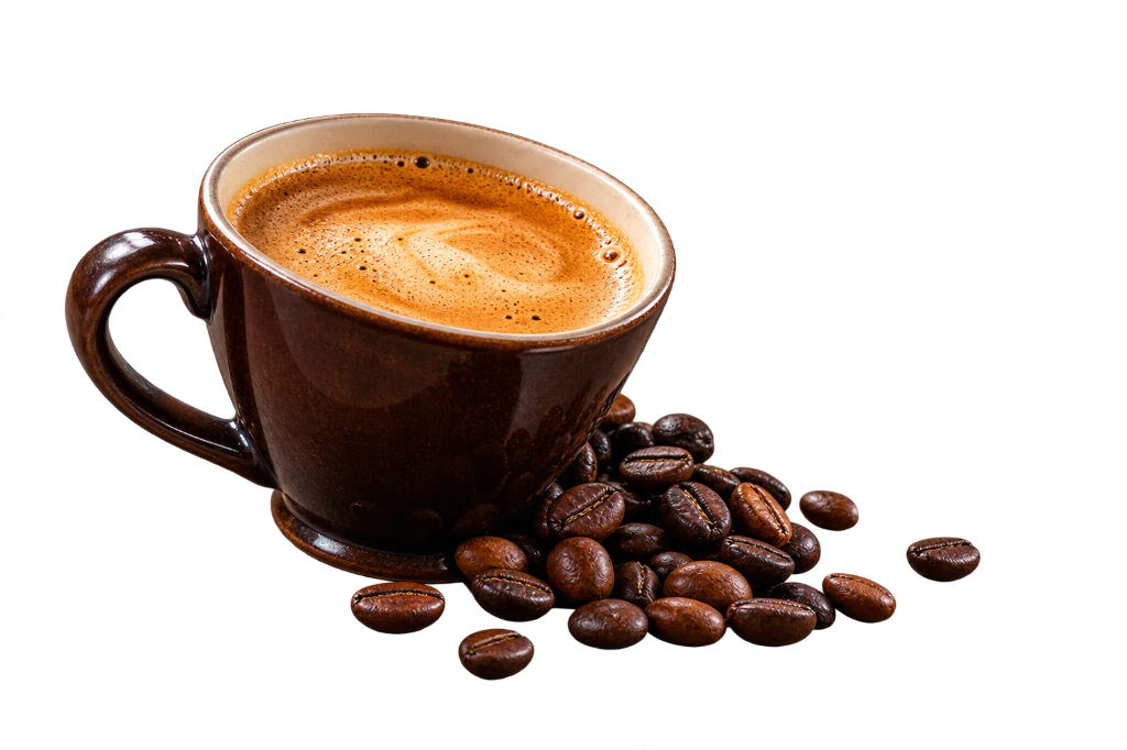 Espresso coffee cup with roasted beans